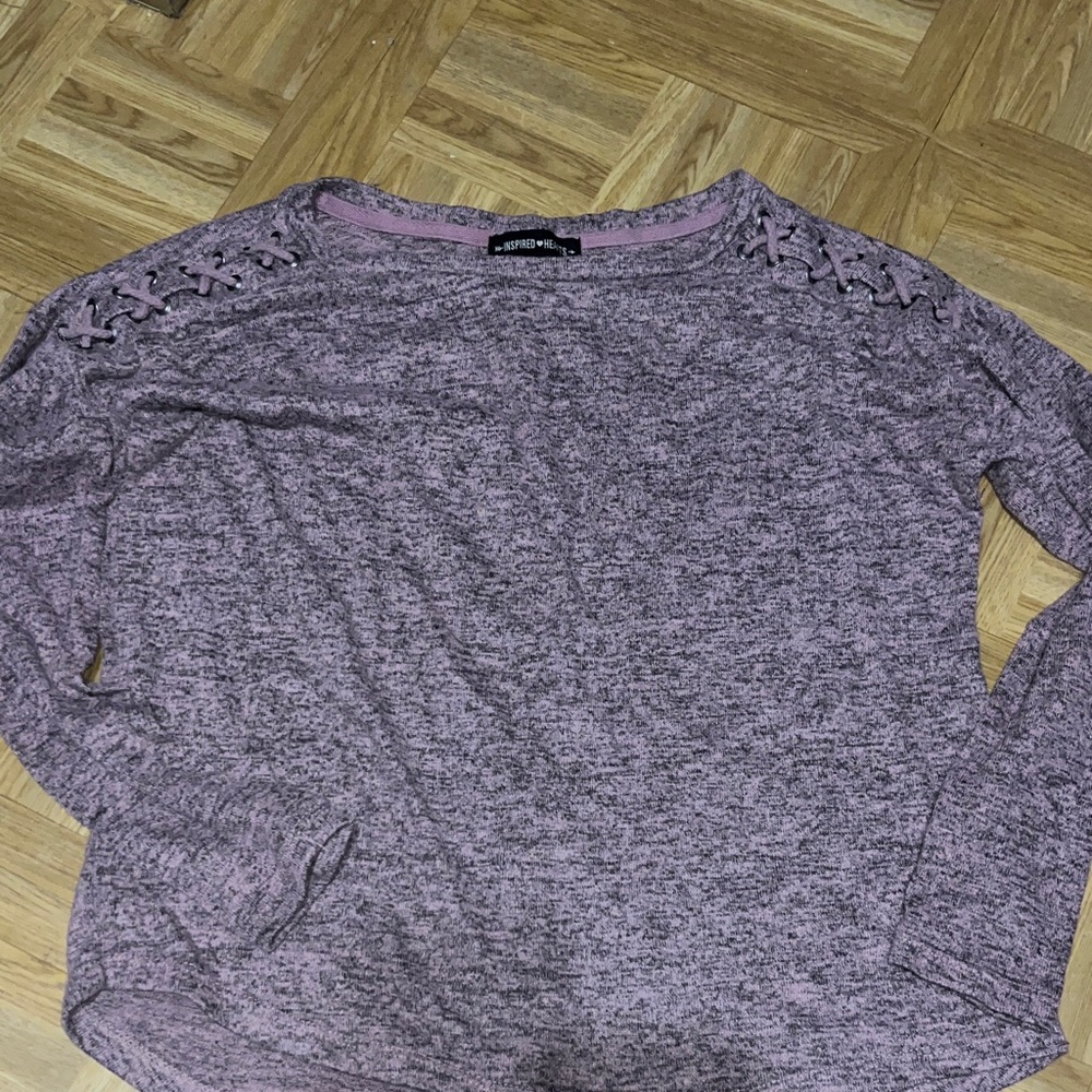 Inspired Hearts Heathered Purple Knit Top